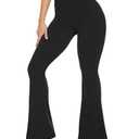 TNNZEET Black Flare Leggings for Women, Crossover Yoga Pants with Pockets Bootcut Flared Leggings Bell Bottom Pants (Black, 2XL)
