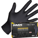 SAS Safety 66518 Raven Powder-Free Disposable Black Nitrile 7-Mil Gloves, Large, 100 Gloves by Weight