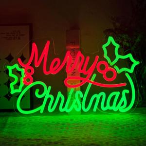 Virlusy Merry Christmas Neon Signs for Wall Decor Dimmable Merry Xmas Led Lights Signs Letters Neon Light for Christmas Party Living Room Pub Bar Bedroom Home Shop Decorations Birthday Gifts