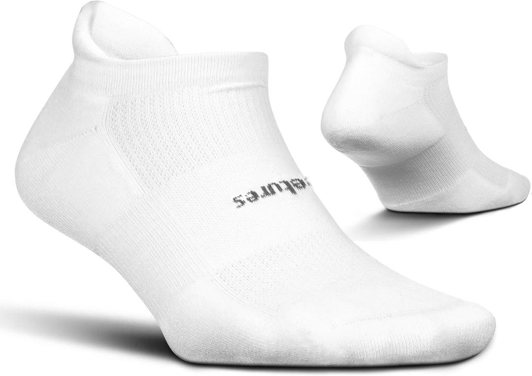 Feetures High Performance Max Cushion Ankle Sock - Tab Socks for Women & Men with Heel Tab (White)