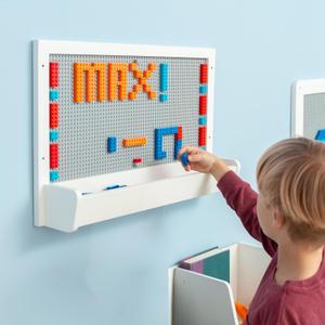 Play Platoon Building Brick Wall Mount Activity Toy with Storage - 21 x 14 inch Frame, Large Wall Activity Display Building Blocks Baseplate Panel, Compatible with All Major Brands