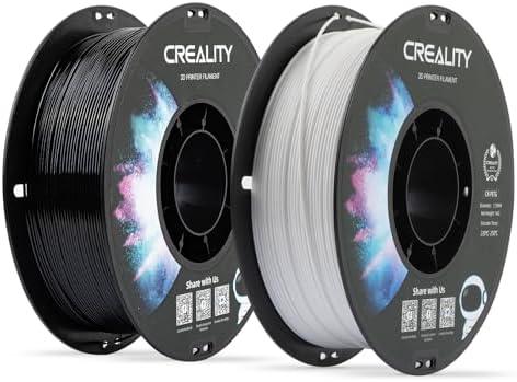 Creality PETG Filament 1.75mm, 3D Printer Filament, Excellent Toughness High Precision, Odorless Non-Toxic Moistureproof, Accuracy +/- 0.02mm, 2 Pack-1kg (Black & White)