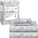 RUVANTI 100% Organic Cotton Sheets King Size, Percale Weave, GOTS Certified, 4-Piece Set, Deep Pocket 15", Crisp & Breathable, Soft Durable Bedding, Sbanas Algodn Orgnico  Heather