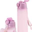 TakeToday Collapsible Water Bottles 21oz (600mL), Foldable Platinum Silicone Travel Water Bottle with Straw & Carry Strap, Leak-Resistant Screw Lid, Wide Mouth, BPA-Free for Hiking, Camping, Travel