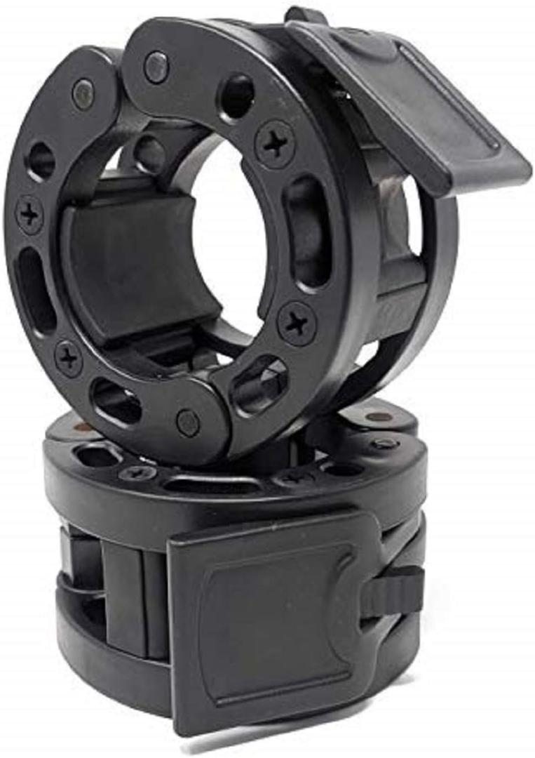 Clout Fitness Olympic Barbell Clamps Collars Quick Release Pair of Locking Weight Clips Fit 2 Inch Barbell for Weightlifting (Black)