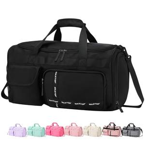MAXTOP Large Gym Bag for Men Women with Shoe Compartment Wet Dry Separation Black Carry on Duffle Bag for Travel Sports Yoga Fitness Weekend Outdoor Activities