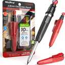 Nicpro CP5000 Magnetic Carpenter Pencils with Sharpener, 2.8mm Construction Pencil+10 Refill, Deep Hole Marking Pencils, Woodworking Pencil with Magnetic Pickup Tool, Carpenter Tools for Architect-Red
