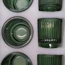 MATAHUM 6pcs Assorted Green Votive Candle Holders for Wedding Centerpieces, Vintage Ribbed Tealight Candle Holder for Home Table Decor, Large Glass Candle Holder for Christmas Decor, Bridal Shower