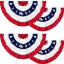 4 Pack 250th Anniversary American Flag Bunting, Pleated Fan Patriotic Memorial Day Decoration 1.5 X 3 Ft Red White Blue 250th Birthday 4th of July Decor US Semiquincentennial Independence Day Outdoor