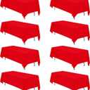 BRILLMAX 8 Pack Red Tablecloths 70 x 120 Inch for 6ft or 8ft Rectangle Tables - Rectangular Bulk Linen Polyester Fabric Washable Cloth Cover for Wedding Reception Banquet Birthday Party
