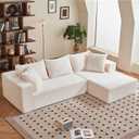 Modular Sectional Sofa, 108" L-Shaped Boneless Couch with Deep Seat, Corduroy Cloud Couch for Living Room, Bedroom, No Assembly Required, Ship in a Box, Beige (02-beige (14.4" Seat Height))