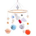 Baby Crib Mobile for Boys Girls | Felt Space Nursery Mobile Wooden Mobile for Crib | Astronaut Space Theme Nursery Bed Decoration Baby Mobile for Crib | Gift for Newborn Nursery Decor (Rockets)
