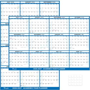24"x36" Academic Wall Calendar 2026-2027, 12 Months Large Calendar, Wet & Dry Erase Laminated, Vertical/Horizontal Reversible, Yearly Wall Planner with Julian Dates, JULY 2026 to JUNE 2027 ONLY