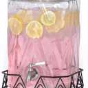 Glacial Ice Design Glass Beverage Dispenser with SS Spigot and Stand - 2.5 Gal