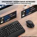 Wireless Keyboard and Mouse Combo, EDJO 2.4G Full Size Wave Keys Ergonomic Keyboard with Wrist Rest and 3-Level DPI Adjustable Wireless Ergonomic Mouse for Windows, Mac OS Desktop/Laptop/PC(Black)