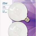 GE Lighting 44412 25 Watt White Vanity Globe Light Bulbs 2 Count
