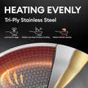 COOKER KING Stainless Steel Pans Set of 3 (8+10+12 Inch), Nonstick Frying Pans, Induction Pan Set, Chef's Pan, Skillets Dishwasher & Oven Safe, Stay-Cool Handles, Compatible with All Cooktops