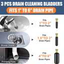 3 Pcs Drain Bladder Kit, Drain Cleaning Bladder Fits 1" to 6" Pipes, Rubber Drain Bladder Unclogger for Bathroom Sinks, Showers, Swimming Pool Drains, Kitchen Sinks and Main Drains
