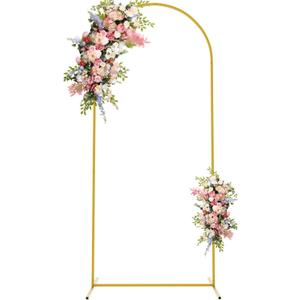 Asee'm 6FT Metal Arch Backdrop Stand Gold Arched Backdrop Frame for Wedding Party Ceremony Birthday Bridal Baby Shower Garden Floral Balloon Arch Decoration (6x2.6FT(HxW))