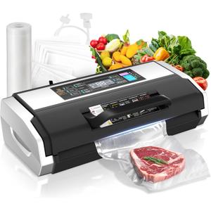 95kPa Commercial Auto Vac Sealer w/Roll & 15 Bags (titanium silver)