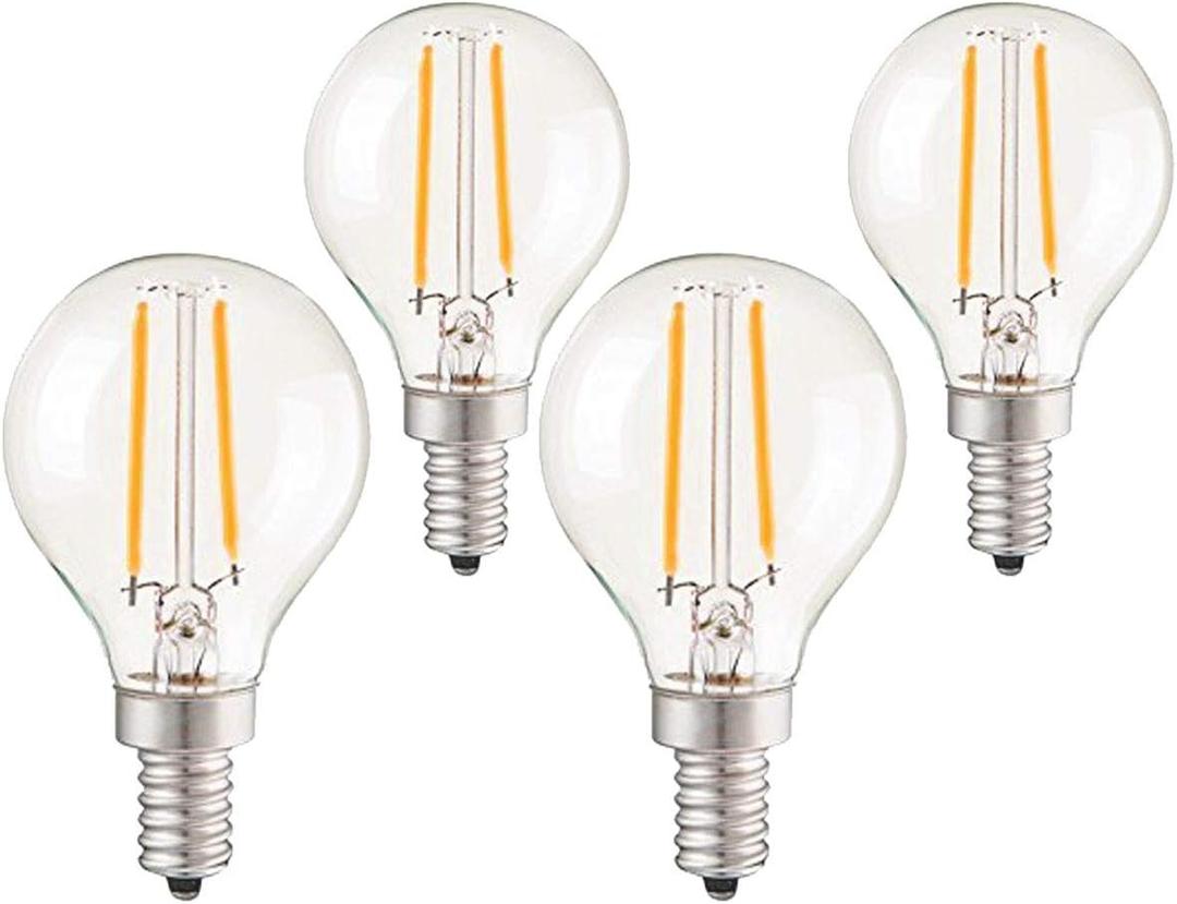 CTKcom 2W G45/G14 Candelabra LED Bulbs Dimmable(4 Pack)- E14 Base Vintage Edison LED Bulb 20W Equivalent 2700K Warm White Lamp for Home,Pendant Lights,Sconces,Antique Light Fixtures 110V~130V AC