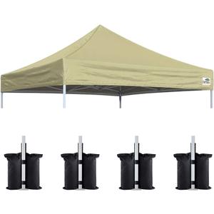 Eurmax USA New 10x10 Pop Up Canopy Replacement Canopy Tent Top Cover, Instant Canopy Top Cover ONLY, Choose 30 Colors, Bonus 4PC Pack Weight Bag (Beige)
