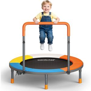 3FT Foldable Trampoline for Kids - 36” Mini Small Trampoline with Handle Bar, Height-Adjustable, Max Load 100LBS, Ideal for Toddler Baby Jumping Mats & Outdoor Workout Adventures