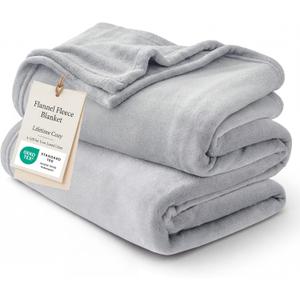 Bedsure GentleSoft Fleece Blankets Queen Size Light Grey - Bed Blanket Soft Lightweight Plush Fuzzy Cozy Luxury Microfiber, 90x90 inches