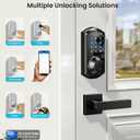 Veise VE07-L Fingerprint App Control Smart Locks with Heavy-Duty Zinc Alloy Handles, Keyless Entry for Front Door, Digital Electronic Touchscreen, Auto Lock, Waterproof, Easy Install, Matte Black