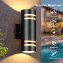 KIZON Modern RGBCW Outdoor Sconce Color Changing, Dimmable Porch Light, Black, 4x4x12 inches, App Control with Remote, Compatible with Alexa Google Assistant, ETL Listed