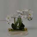 Briful Orchids Artificial Flowers 15" White Phalaenopsis Orchid with Gold Pots Real Touch Faux Orchid Flower for Home Office Bedroom Table Centerpiece Desk Decor