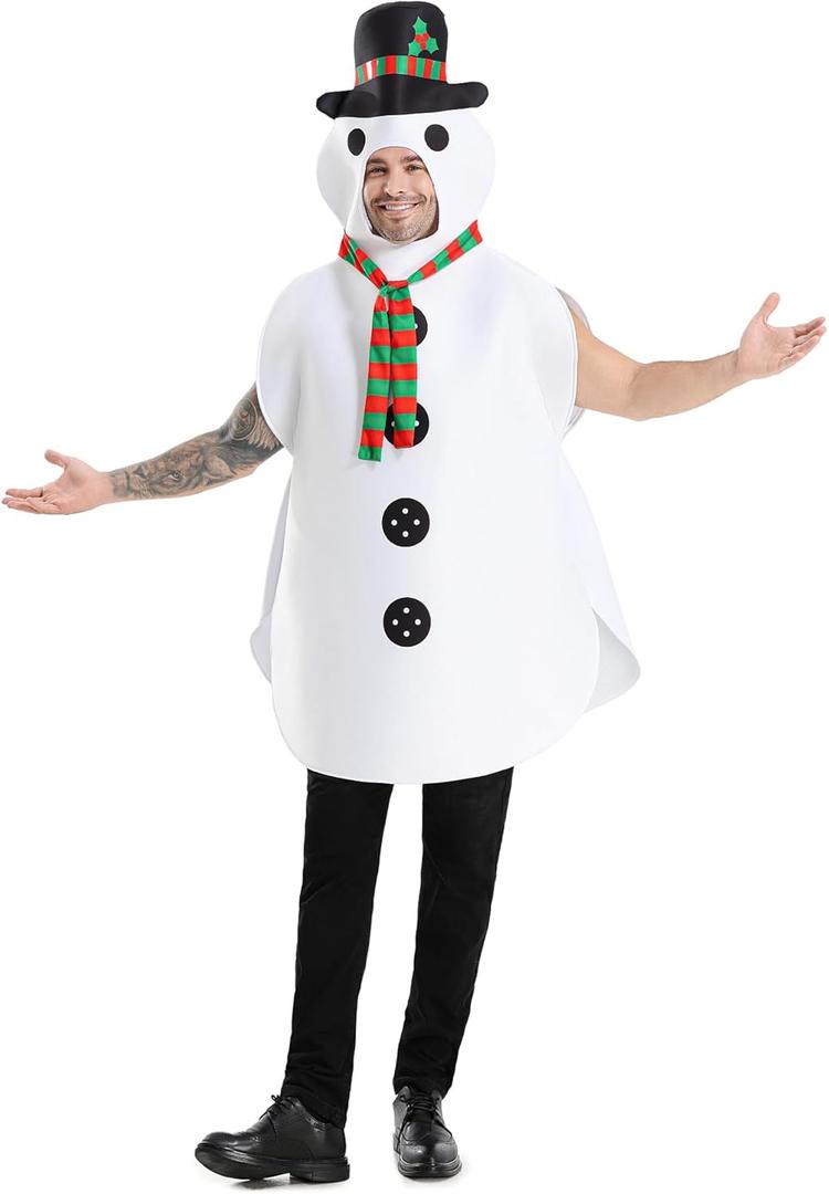 Seasons Adult Snowman Costume for Christmas Holiday Cosplay Party