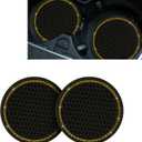 3 x 2 PCS Bling Car Cup Coaster, 2.75" Crystal Rhinestone Non-Slip Insert Coaster Pad, Silicone Insulation Drink Mat Compatible with Most Cars and Trucks (Black & Yellow)