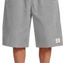 Heyfanee Mens Long Baggy Shorts Below Knee Loose Fit Corduroy Shorts for Skateboard Hip Hop (Gray)