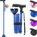 BigAlex Folding Walking Cane for Elderly Adjustable & Portable Walking Stick for Seniors,Pivoting Quad Base,Lightweight,Collapsible with Carrying Bag for Men/Woman