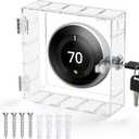Thermostat Lock Box with Key, Universal Thermostat Cover with Lock, Small Thermostat Lock Box Guard, Clear AC Lock Box Compatible with Nest Thermostat On Wall 4.8" H x 4.53" W or Smaller