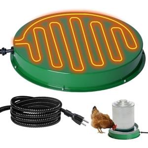 Shaledig Chicken Water Heater for Winter 12.4", 125W Thermostat Chicken Drinker Heater Base for 3–5 Gal Metal Plastic Poultry Waterer, Water Heater for Chickens Duck with 6.6' Power Cord (Green,2PACK)