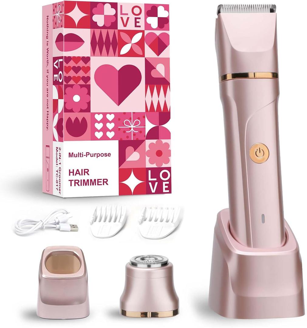 Bikini Trimmer for Women - Flawless Electric Razors for Women for Facial Hair, Pubic Hair & Legs, Waterproof Electric Shaver with Ceramic Blades, Travel-Friendly Perfect Gromming Gift for Her