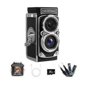 CHUZHAO Mini Retro Digital Camera  Vintage TLR Style Point and Shoot Auto Focus Vlogging Camera, Compact & Portable, 16GB Card Included, Ideal for Beginners, Teens, and Adults