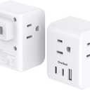 2 Pack US to Japan Plug Adapter, 2 Prong to 3 Prong Outlet Adapter with 3 Outlets 3 USB Ports(2 USB C), Type A Travel Power Converter Plug Adaptor for USA to Japanese Canada Mexico Philippines Peru