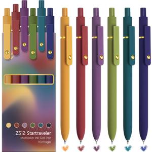 6 Pcs Colorful Pens Colored Pens 0.5mm Colored Ink Gel Pen Fine Point Smooth Writing Pen for Journaling and Note Taking Office School Supplies Gifts for Women Men (6 Pcs Vintage Gold)