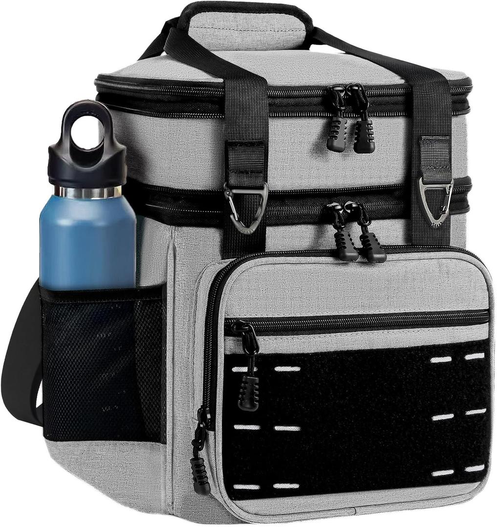 Lunch Box Cooler Bag - Tactical Insulated Lunchbox for Men - Large Lunch Pail Kit for Adults Work Outdoor Shifts Trips Grey 16L