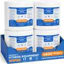 7.5"x5.5" Gym Equipment Wipes, 4 x 1200 Count, 4800 Total, Alcohol-Free Pre-Moistened Equipment Wipes, Unscented, Commercial Fitness Cleaning Wipes for Exercise, Yoga & Workout Surfaces,