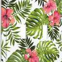 Tropical Plant Green Palm 2 Gang Light Switch Plate Decorative Double Toggle Wall Plate Banana Leaves Pink Flower Rainfores Jungle Botanical Receptacle Switchplate Decorate Home Living Room Bedroom