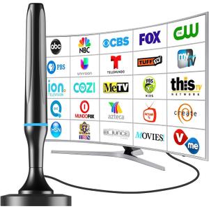 Digital TV Antenna for Smart Tv Indoor Antenna for Tv Without Cable with 360° Reception Strong Magnetic Base, tv Antenna for Local Channels, Supports 1080P and 4K -10ft Long Cables
