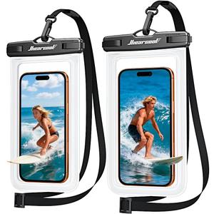 Hiearcool Waterproof Phone Pouch, Waterproof Phone Case with Crossbody Lanyard Compatible for iPhone 17 16 15 14 13 Pro Max Up to 8.3", Cellphone Dry Bag Travel Essentials for Beach -Clear-2Pack