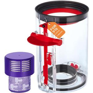 Upgraded Dust Bin Replacement for Dyson V10 (SV12) Vacuum Cleaner, Part No.969509-01, Large Vacuum Cleaner Canister with Filter for Dyson V10 SV12 Clear Bin Dust Bucket Size: 4.53 x 7.8 Inch