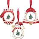 GUOER 3PCS Christmas Tree Ornaments Set Picture Frame Ornament Holiday Keepsake Gift Home Decor Christmas Decorations Xmas Gifts Pendant with 2” Photo Frame Insert (Snowman Set 2025)