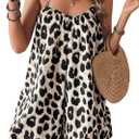SHENHE Women's Summer Spaghetti Strap Loose Leopard Romper Casual Short Jumpsuit (Brown, Large)