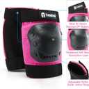 Tanden Skateboard Protective Gear Knee Pads and Elbow Pads Set, Elbow and Knee Pads for Roller Skating Wrist Guards Skateboarding Pads (Adult (14+ years), Pink)